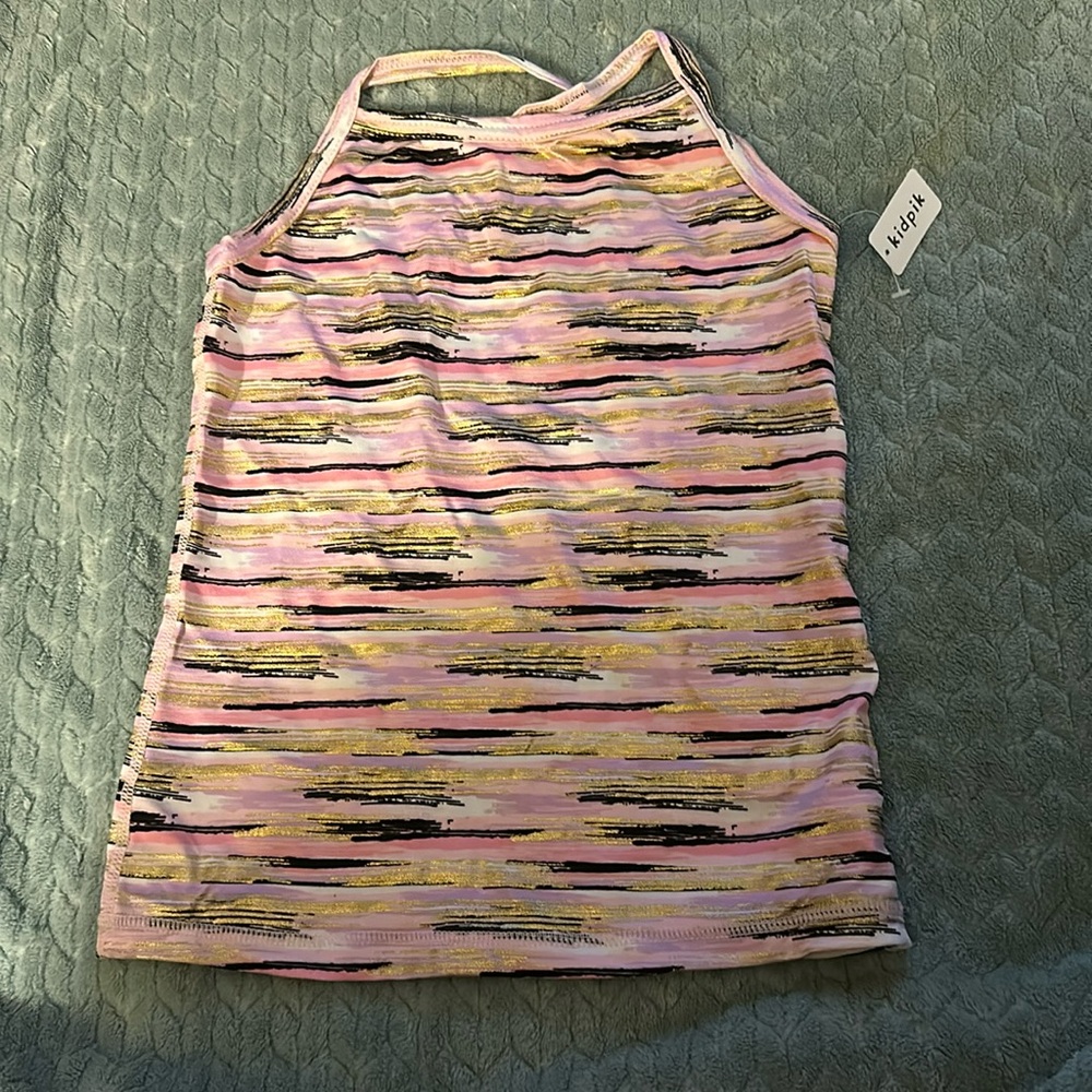 NWT Girl’s Kidpik Athletic Tank Top medium size 10 Activewear Brush stroke color
